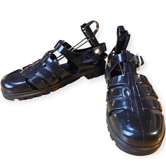 Juju Northampton 1986 Black Rubber Gladiator Jelly Slingback Sandals - Picture 7 of 11